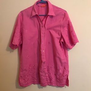vintage embroidered pink blouse